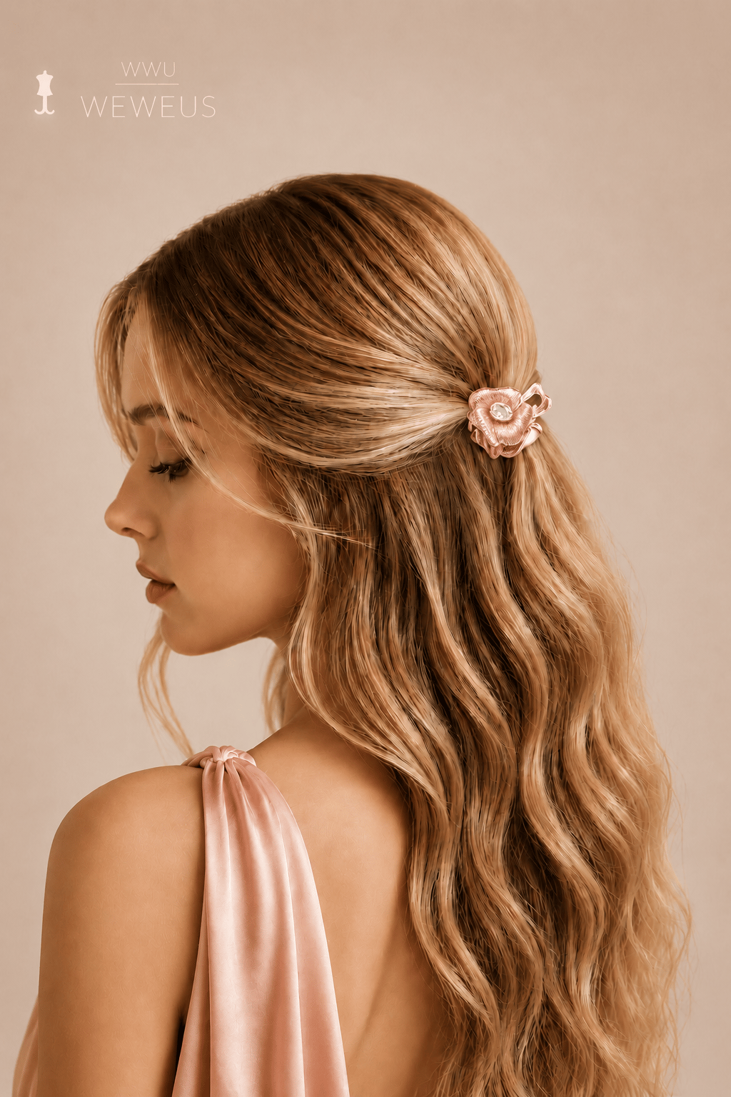WeWeus Çiçek Taşlı Rose Metal Mini Premium Mandal Toka