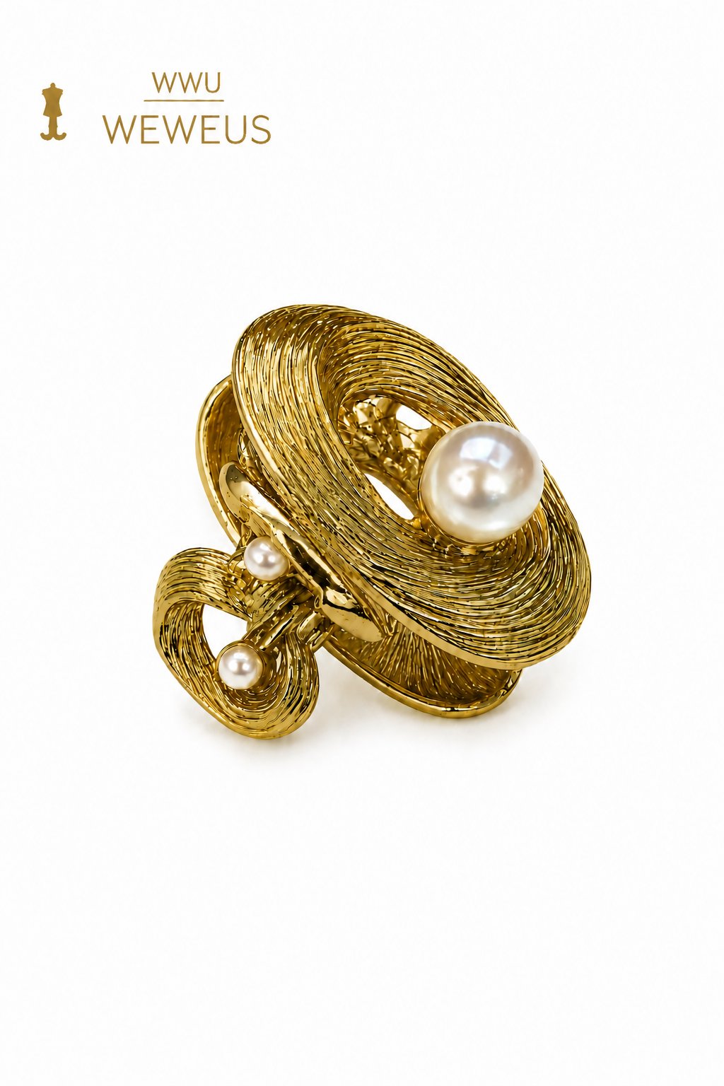 WeWeus Çiçek Yan İncili Koyu Gold Parlak Metal Mini Premium Mandal Toka