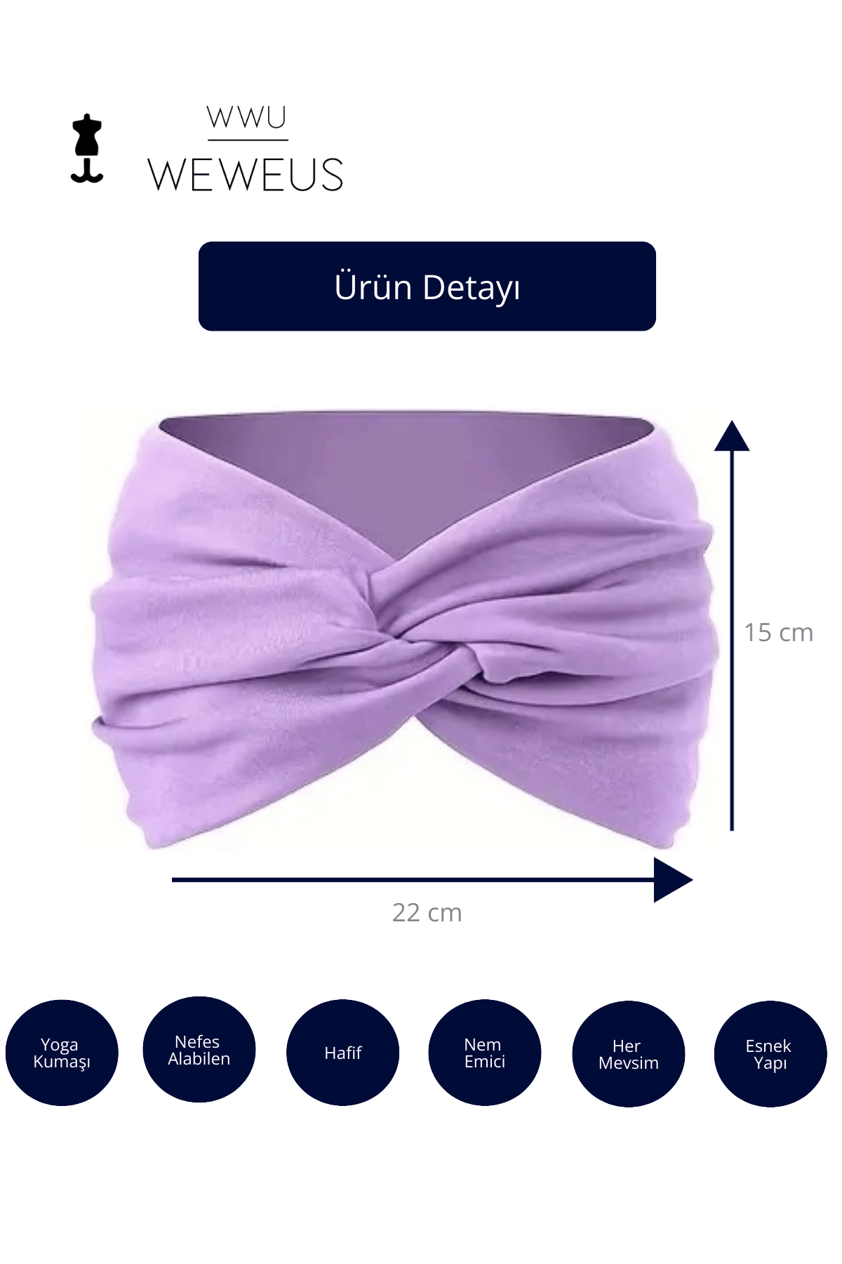 WeWeus Düz Lila Premium Kadın Saç Bandı