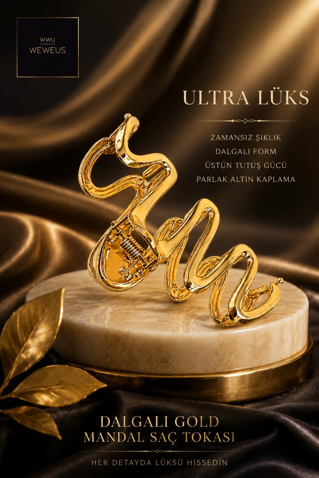 WeWeus Gold Altın Rengi Metal Lüks Zigzag Mandal Toka