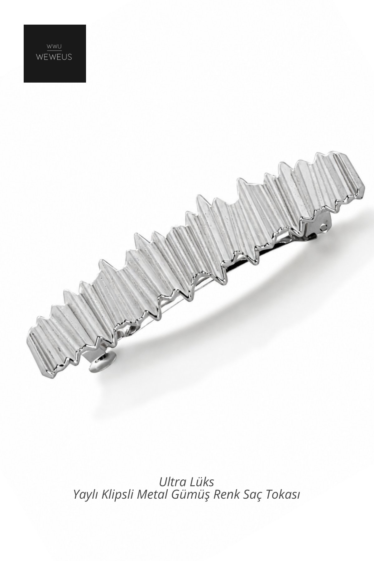 WeWeus Gümüş Renk Metal Yaylı Klipsli Metal Saç Tokası