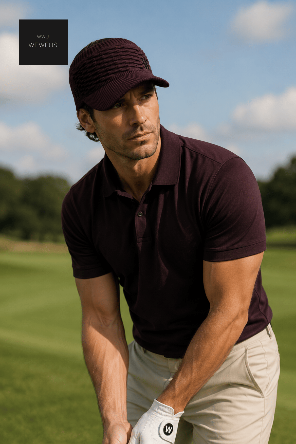 WeWeus Kadın Bordo W Nakışlı Uv Korumalı Tenis Golf Vizör Yazlık Şapka