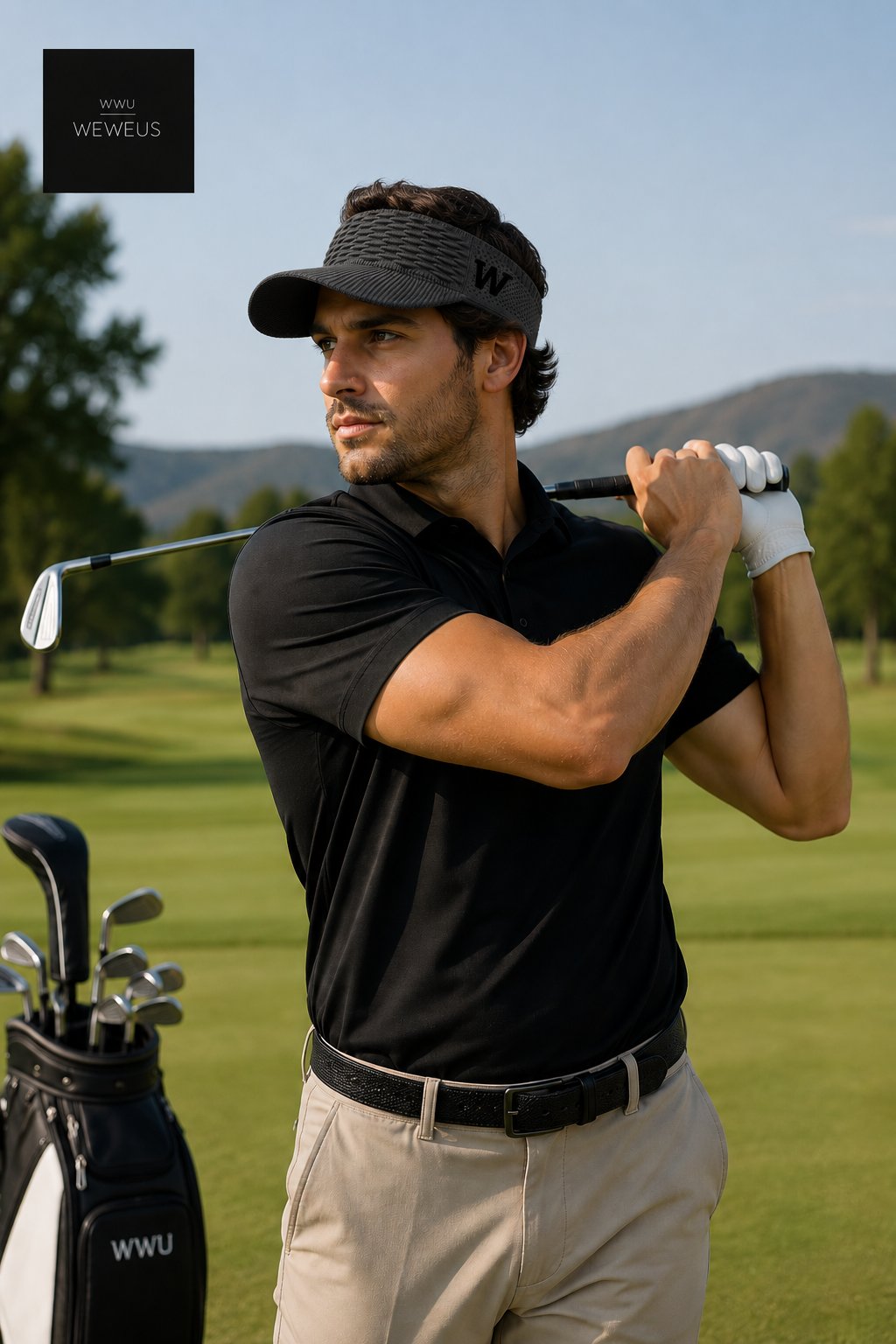 WeWeus Kadın Erkek Unisex Gri W Nakışlı Uv Korumalı Tenis Golf Vizör Yazlık Şapka