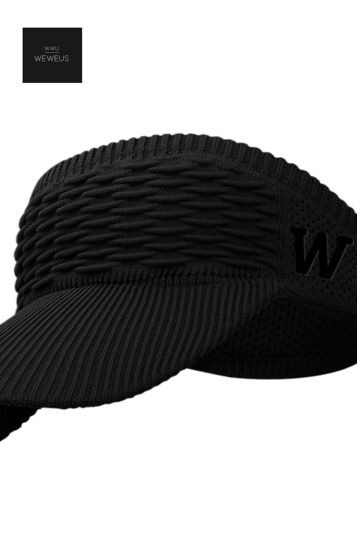 WeWeus Kadın Siyah W Nakışlı Uv Korumalı Tenis Golf Vizör Yazlık Şapka