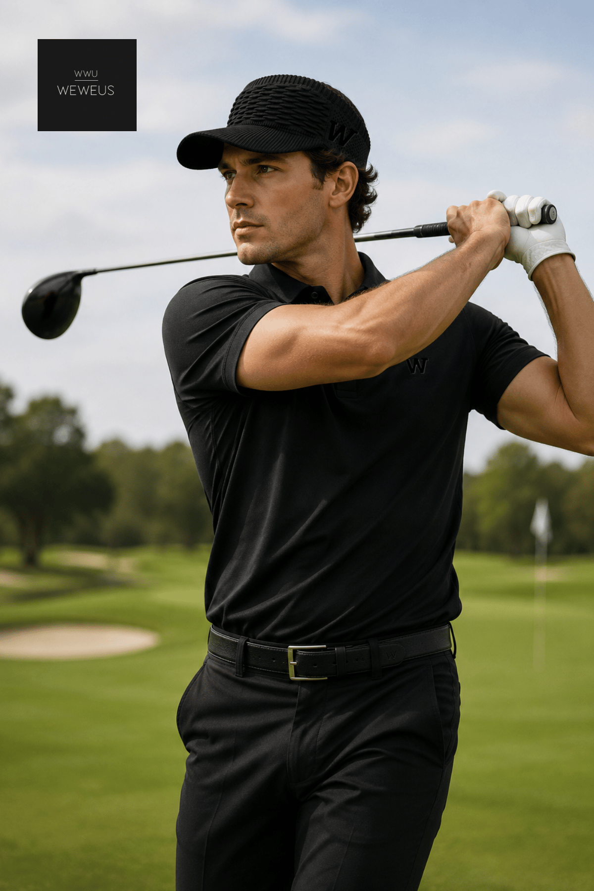 WeWeus Kadın Erkek Unisex Siyah W Nakışlı Uv Korumalı Tenis Golf Vizör Yazlık Şapka