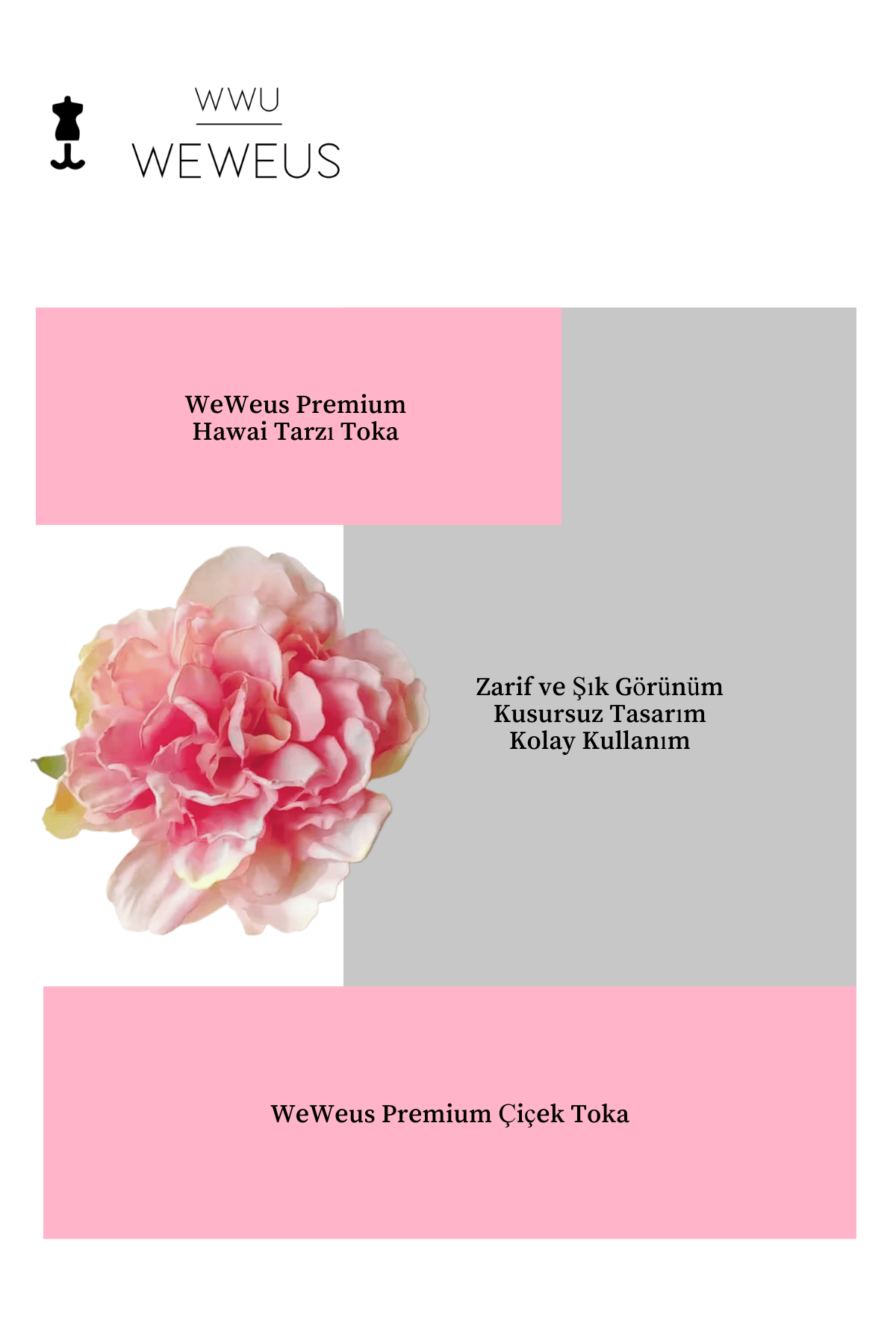 WeWeus Kadın Hawai Stili Pembe Şık Çiçek Premium Toka