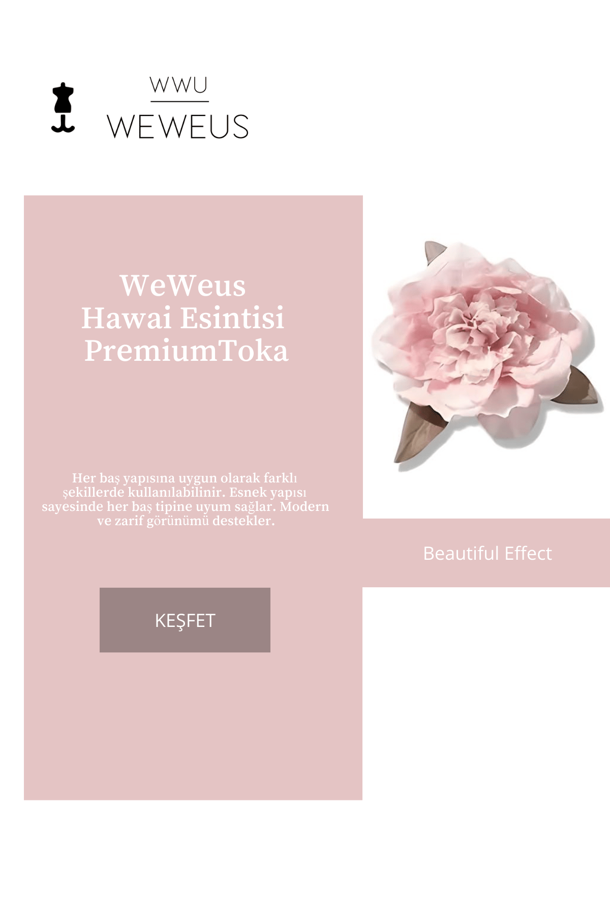 WeWeus Kadın Hawai Stili Toz Pembe Çiçek Premium Toka