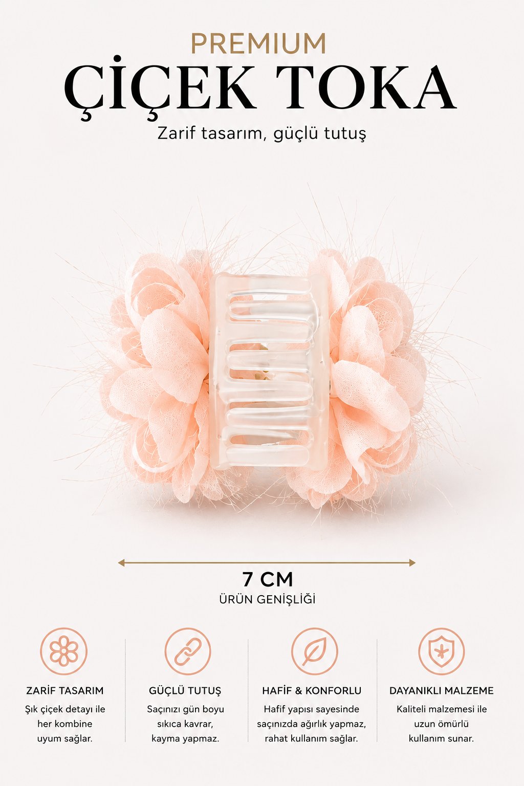 WeWeus Kadın Premium Pembe Çiçek Toka