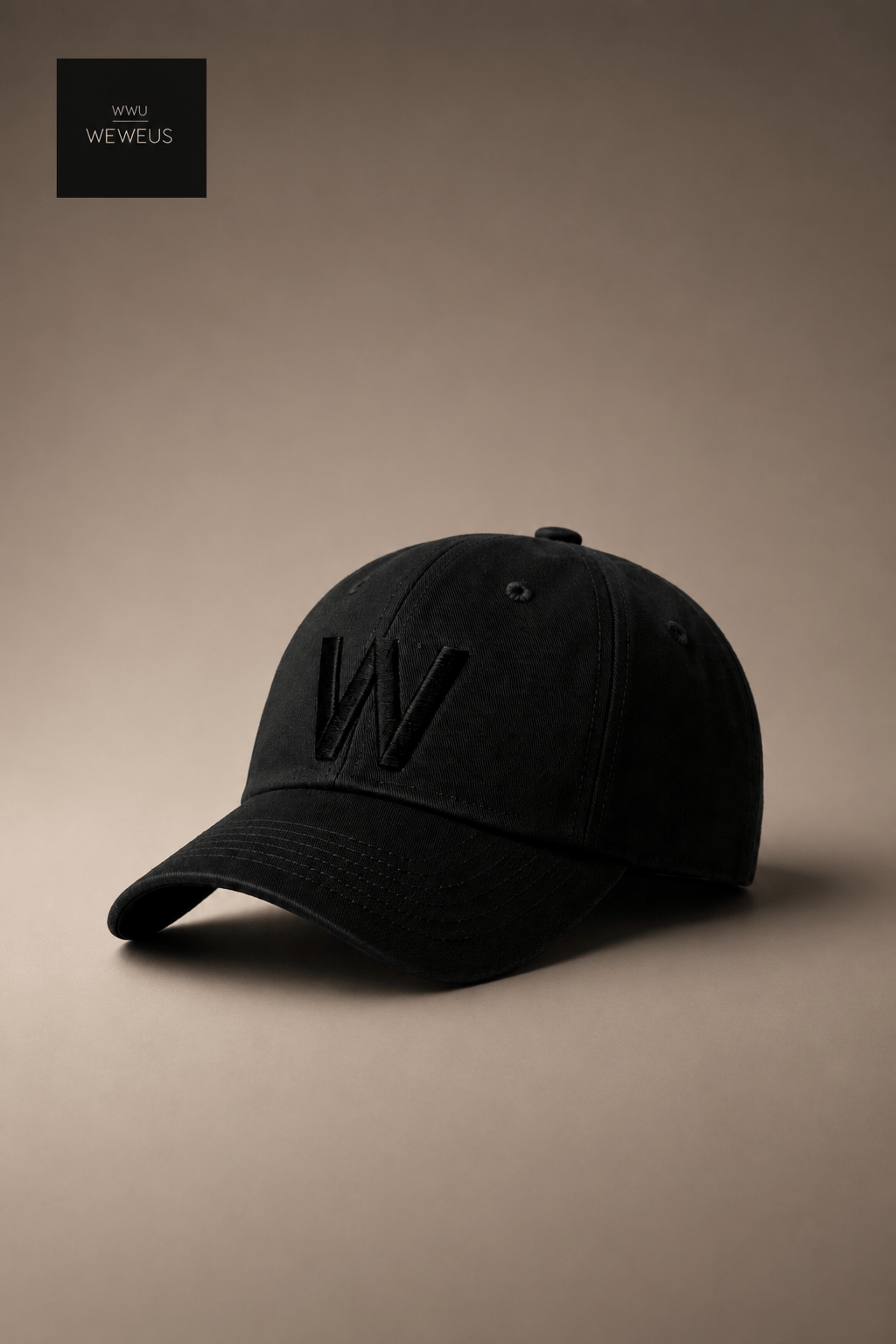 WeWeus Unisex Kadın Siyah W İşlemeli Siyah Lüks Spor Şapka