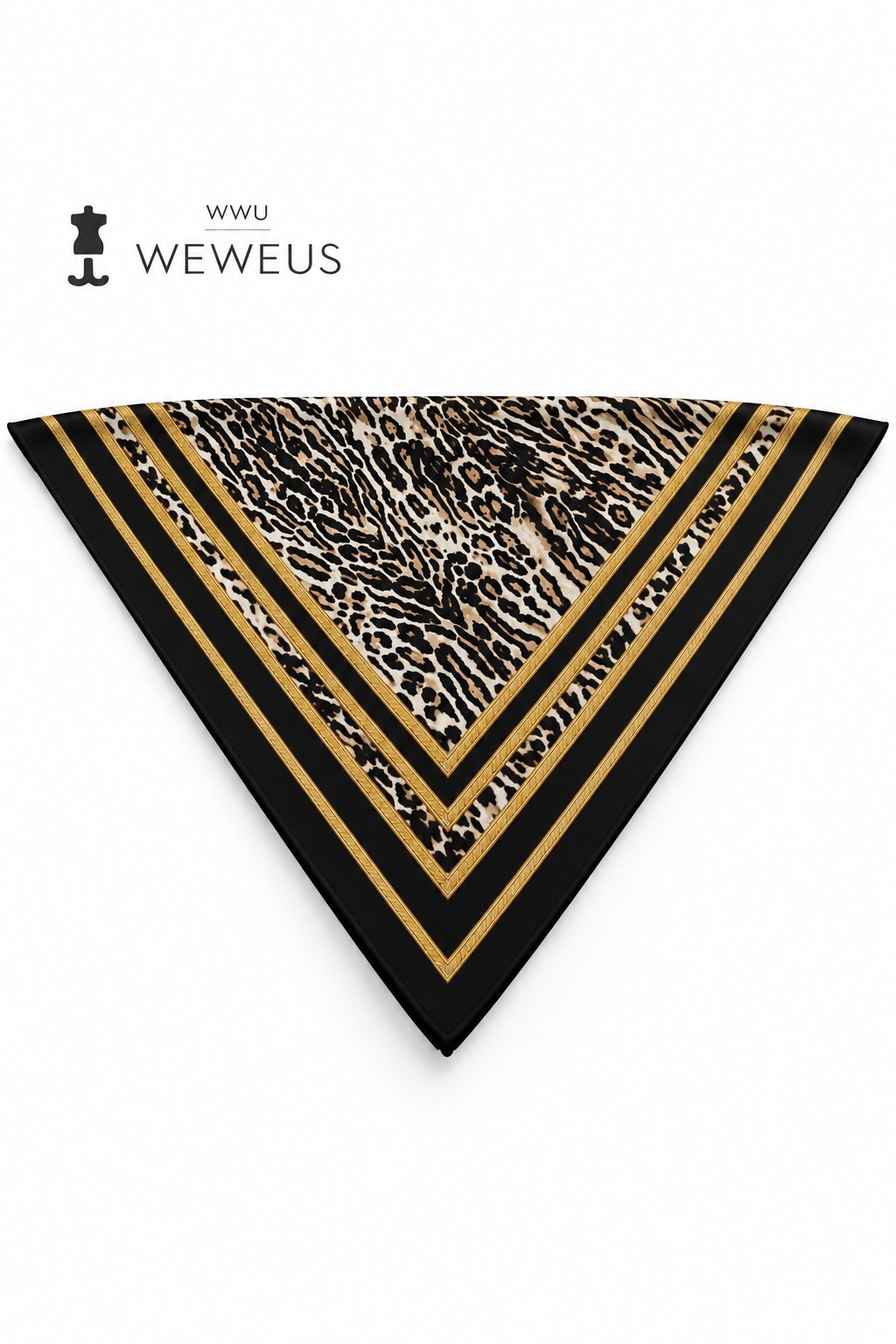 WeWeus Koyu Leopar Desen İnce Omuz Şalı & Fular 90x90 cm