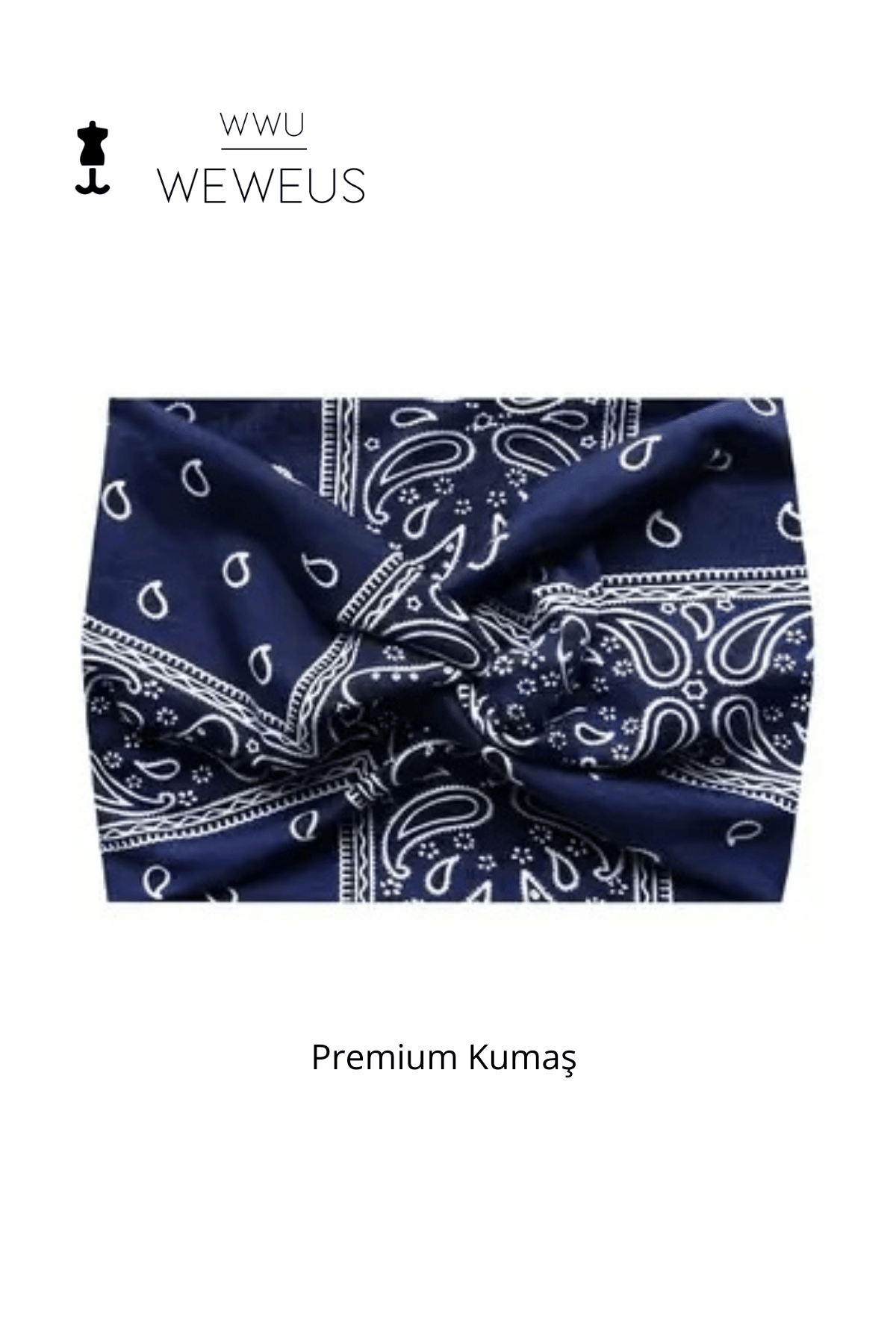 WeWeus Lacivert Damla Desen Premium Kadın Saç Bandı