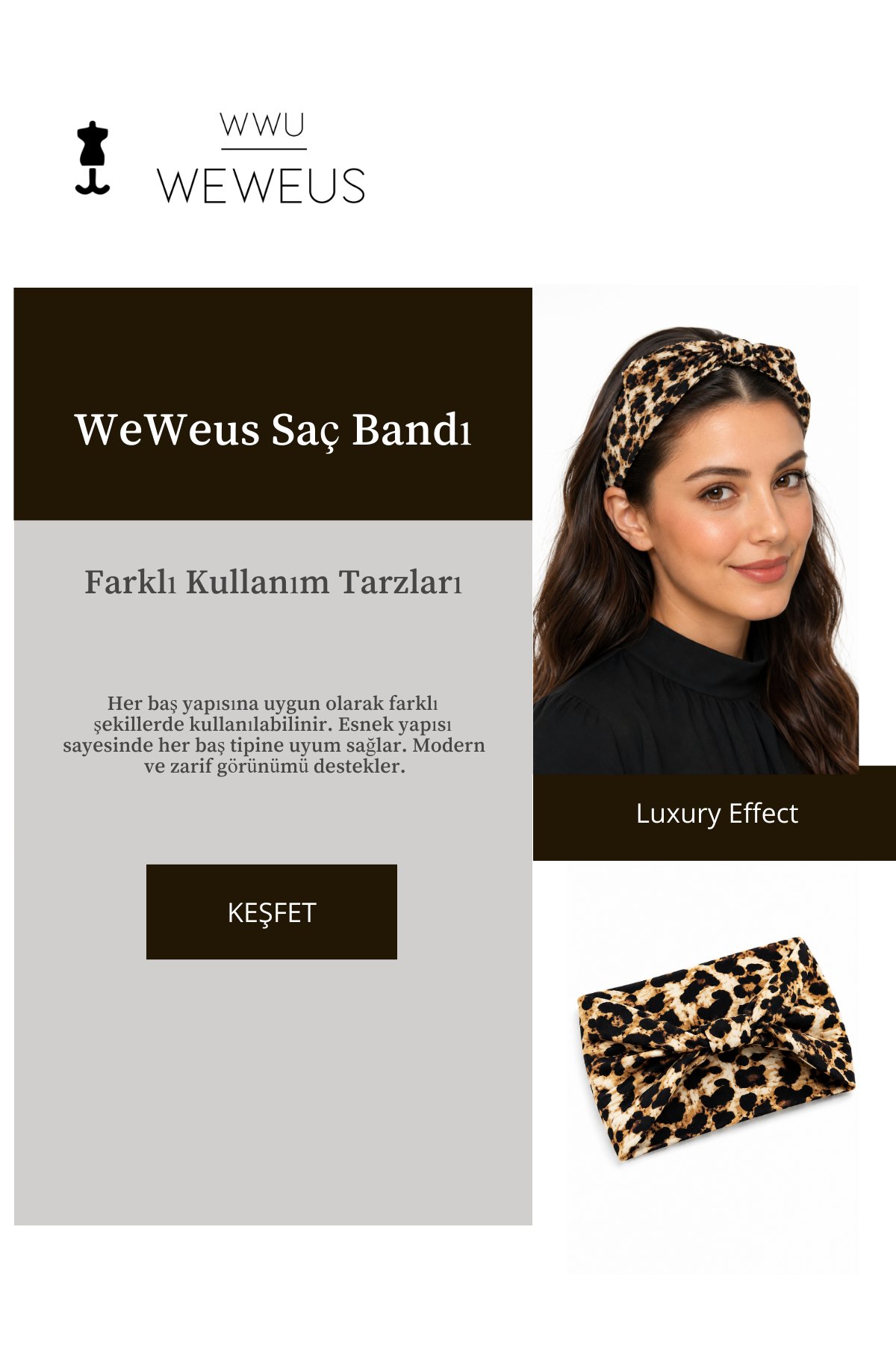WeWeus Leopar Premium Kadın Bohem Saç Bandı