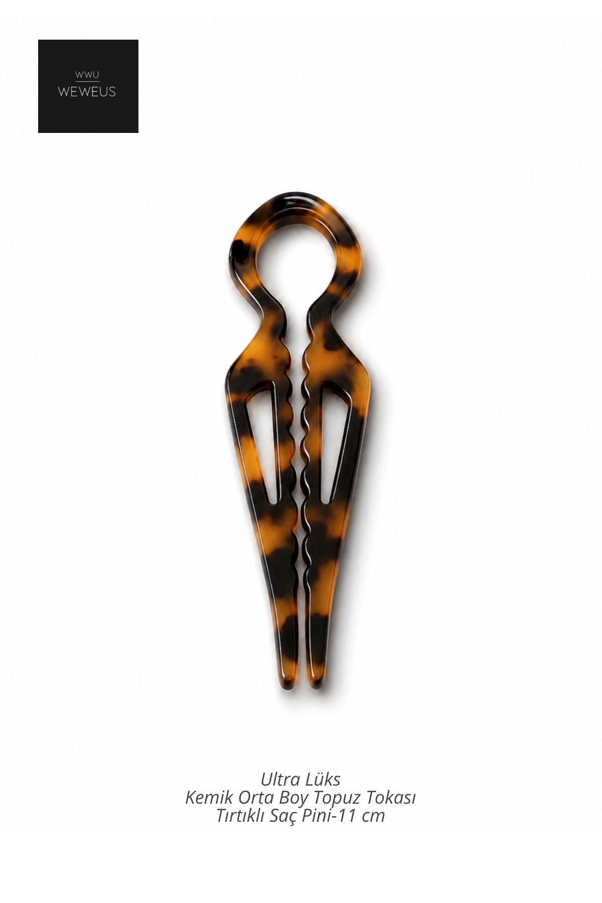 WeWeus Leopar Premium Kemik Topuz Saç Tokası-Saç Pini 11 cm