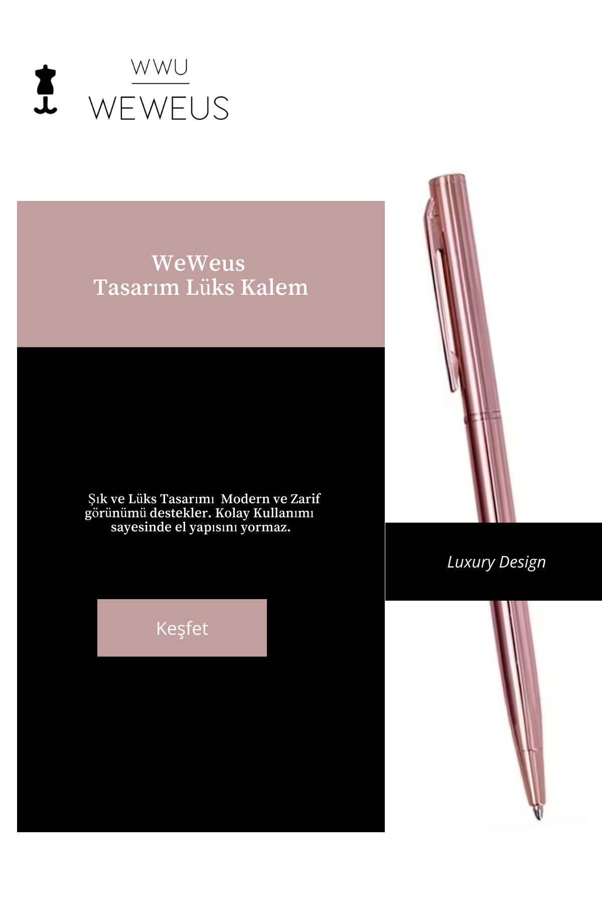 WeWeus Rose Düz Tasarım Lüks Tükenmez Kalem