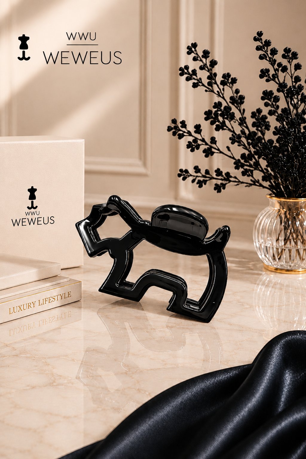 WeWeus Kemik Siyah Premium Köpek Şekli Mandal Toka