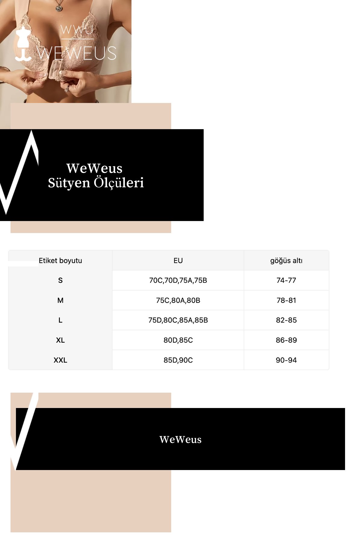 Weweus Ten Rengi Önden Çıtçıtlı Dantelli Push Up Toparlayıcı Sütyen