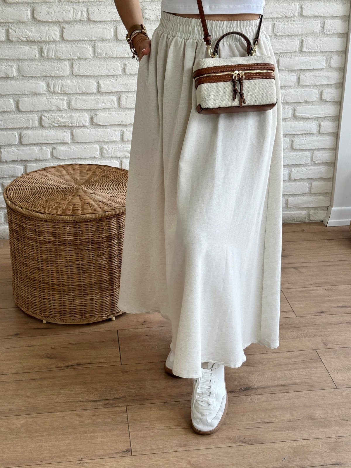 Beli Lastikli Keten Etek NATURAL