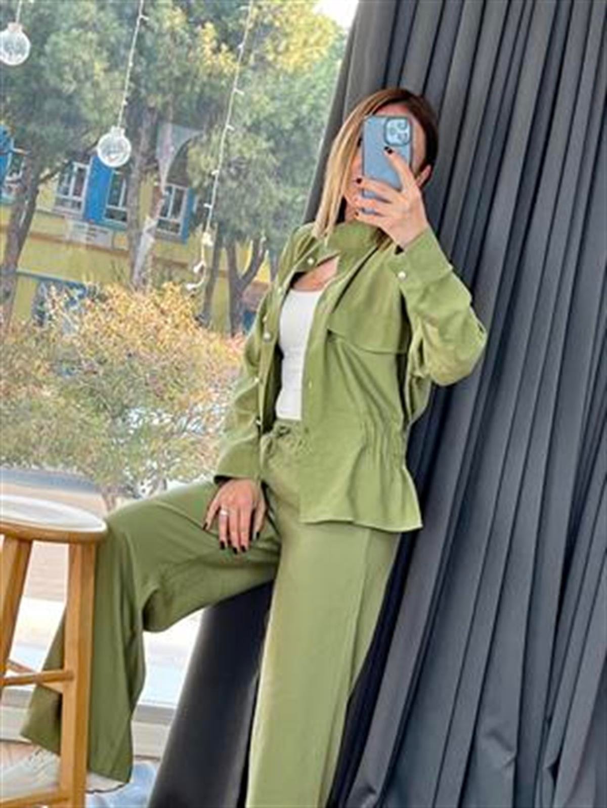 BELİ LASTİKLİ TENSEL PANTOLON HAKİ