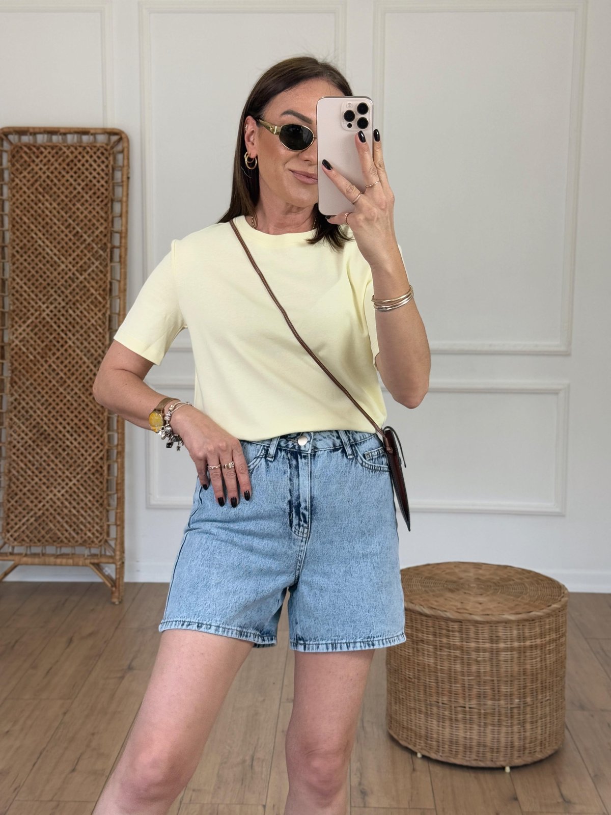 Bisiklet Yaka Basıc Tshirt SARI
