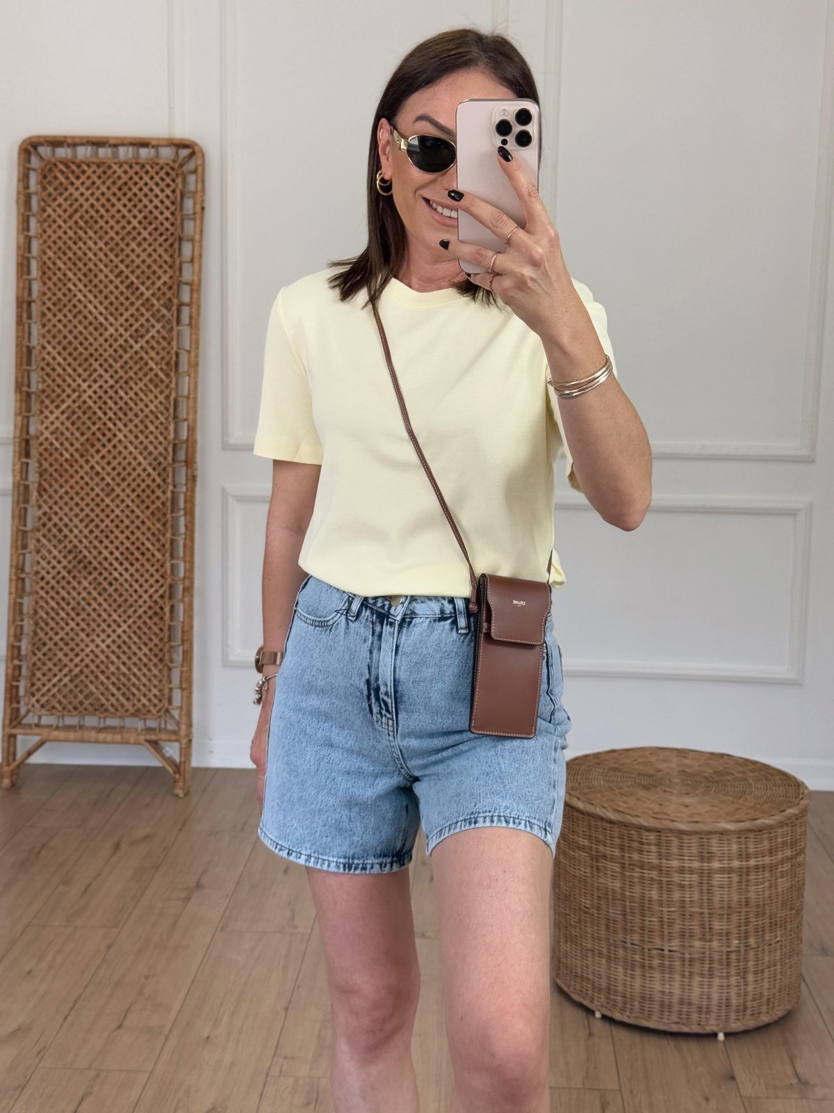 Bisiklet Yaka Basıc Tshirt SARI
