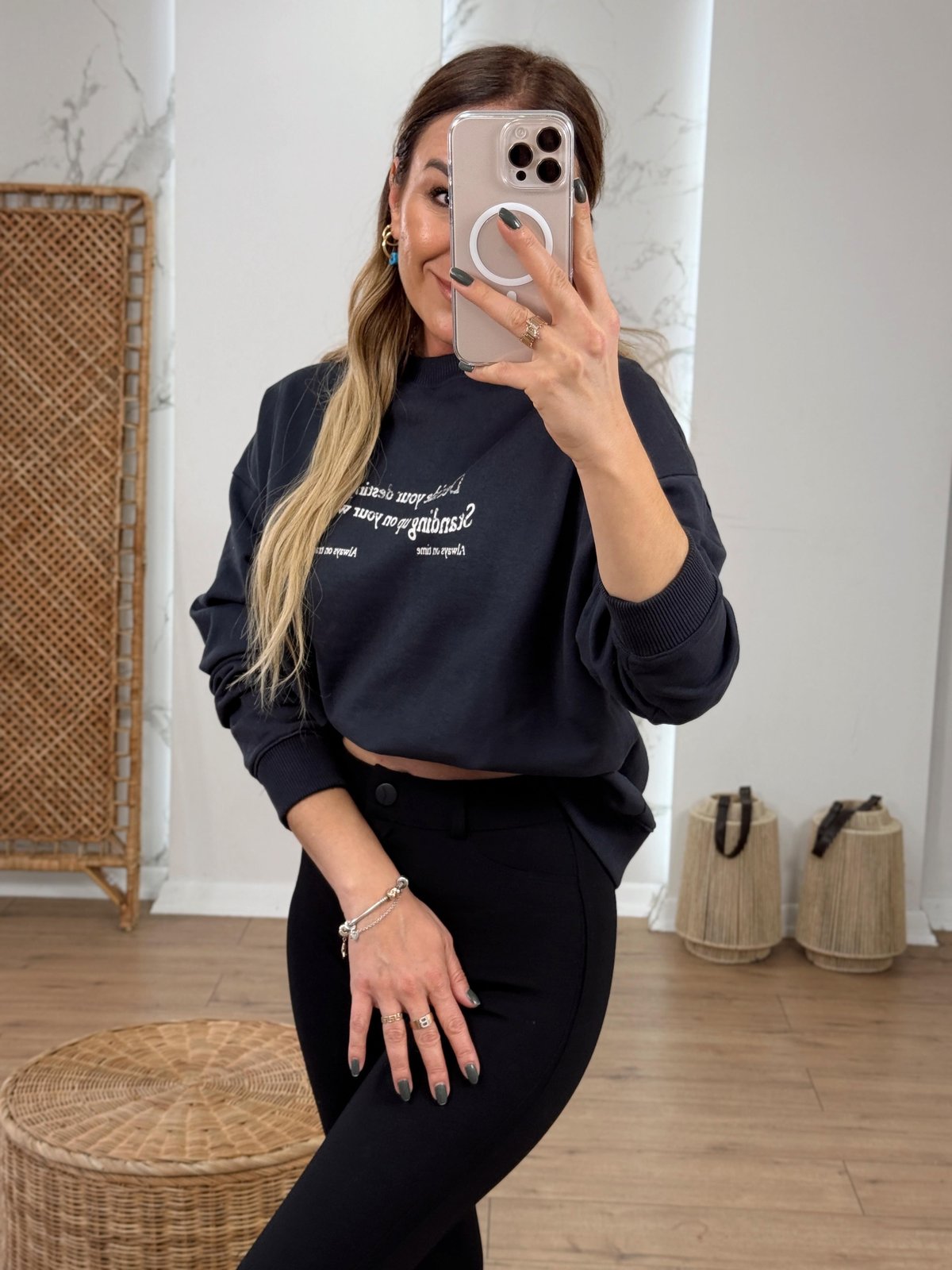 Bisiklet Yaka İçi Şardonlu Sweat ANTRASİT