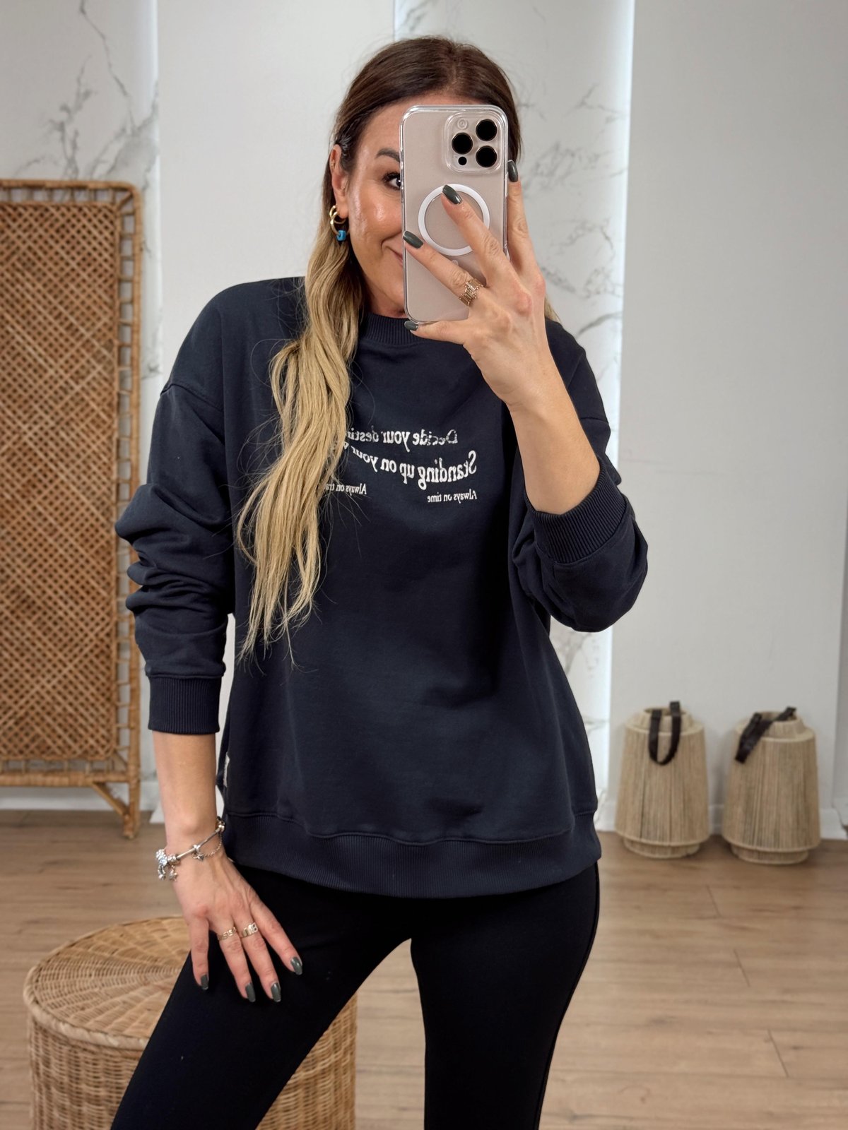 Bisiklet Yaka İçi Şardonlu Sweat ANTRASİT
