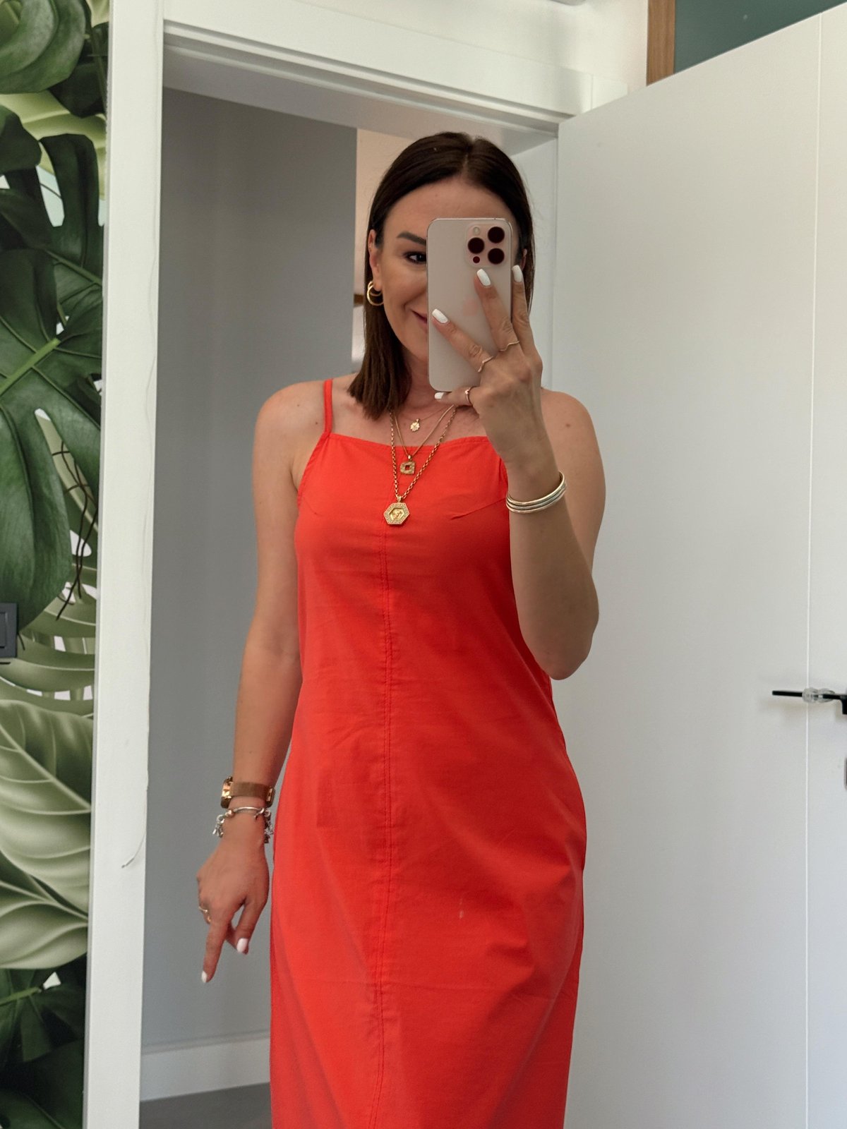 Cepli Dikiş Detaylı Askılı Elbise NAR ÇİÇEĞİ
