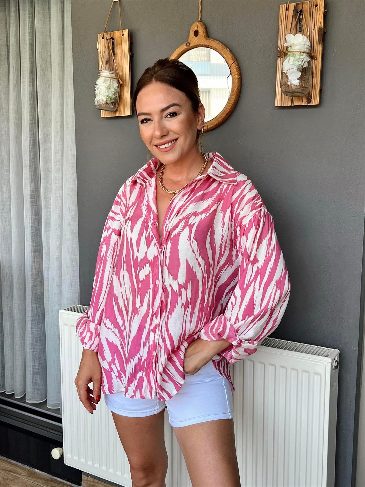 Desenli Oversize Gömlek FUSYA