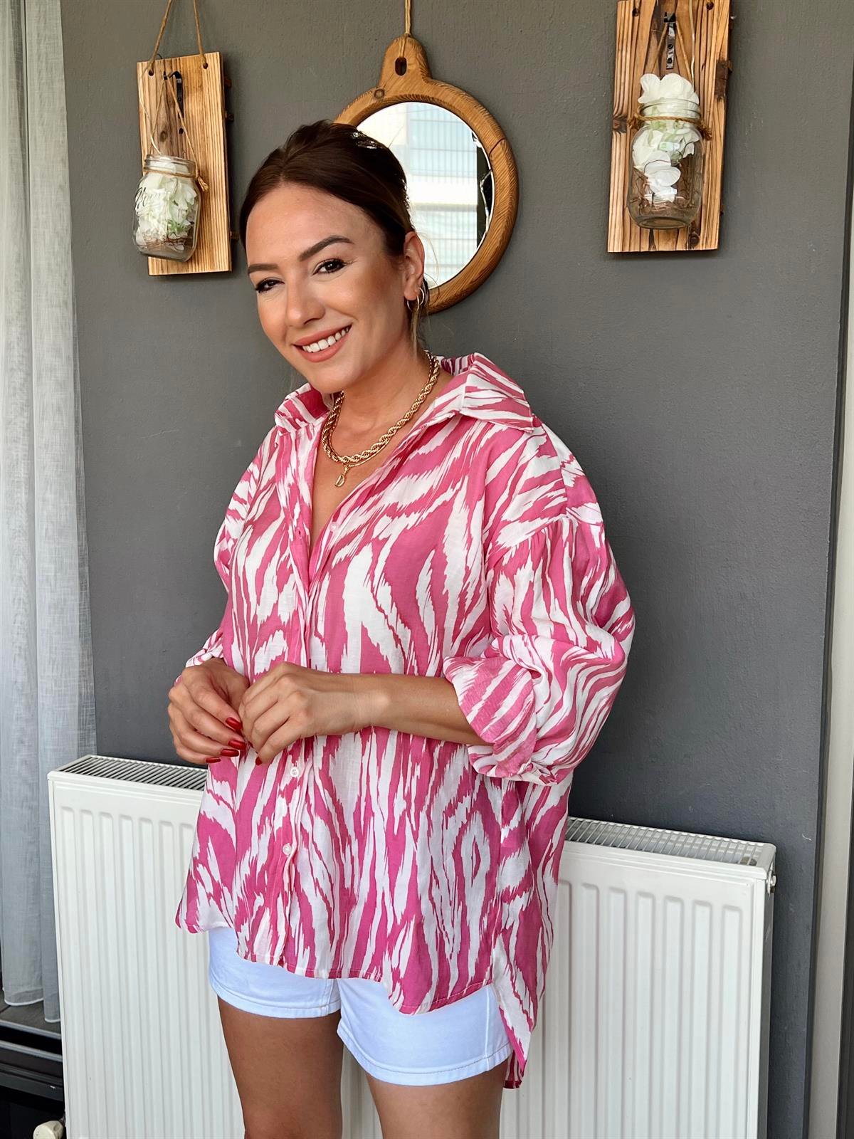 Desenli Oversize Gömlek FUSYA