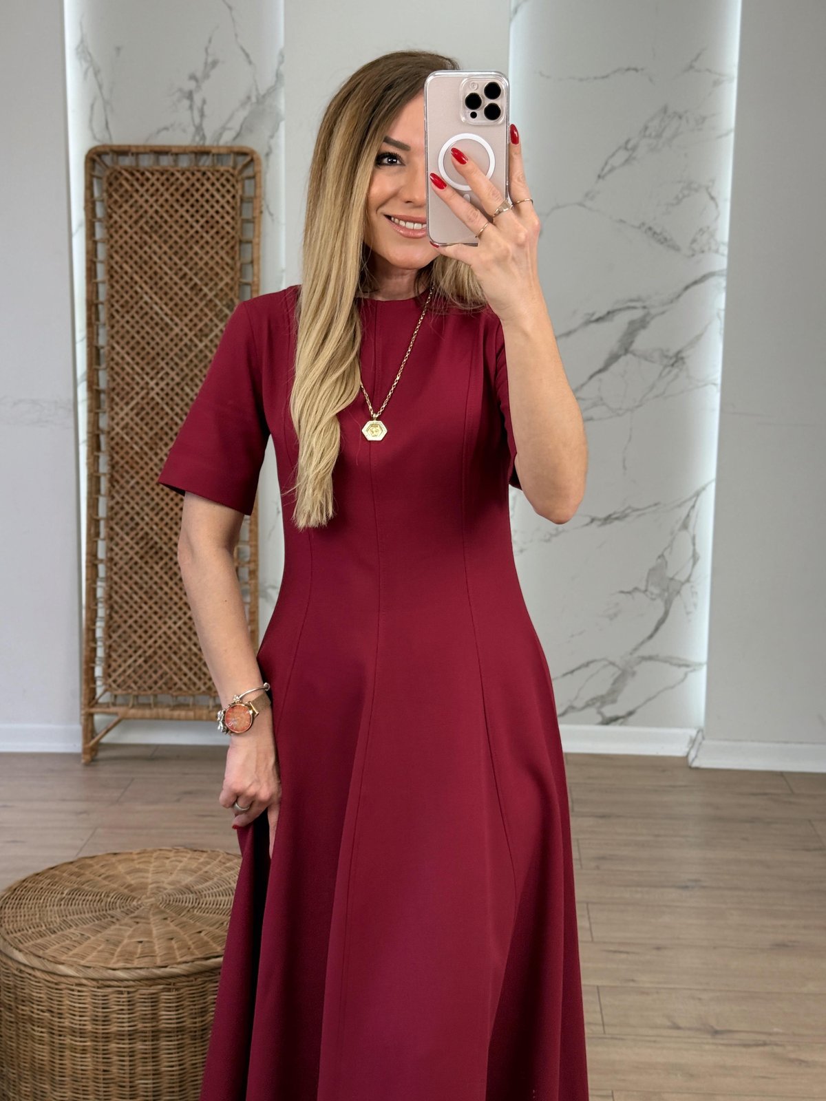 Godeli Midi Elbise BORDO