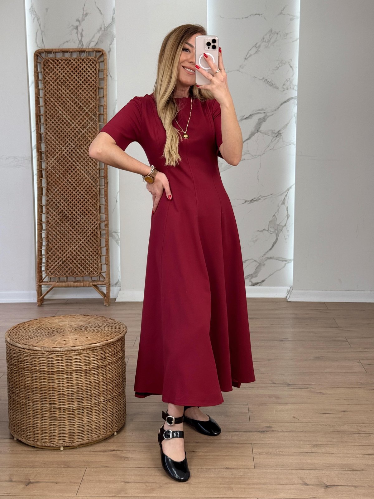 Godeli Midi Elbise BORDO