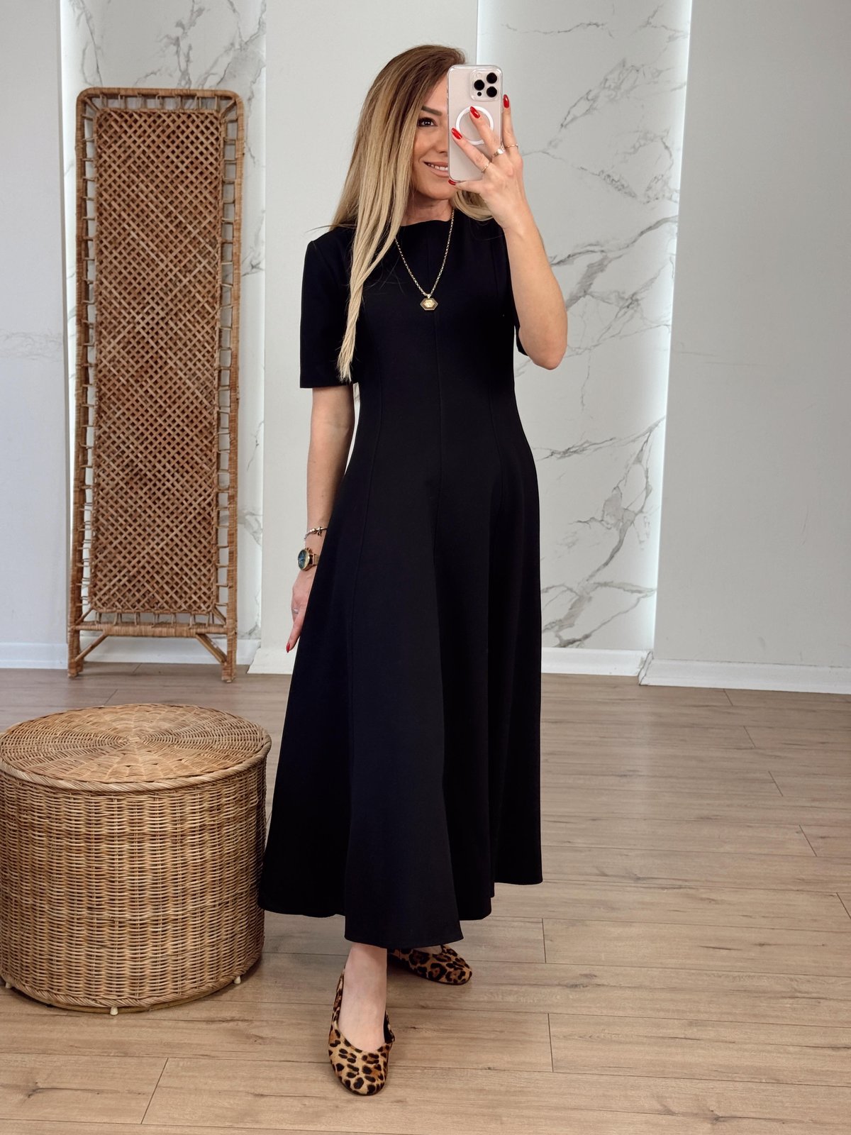 Godeli Midi Elbise SİYAH