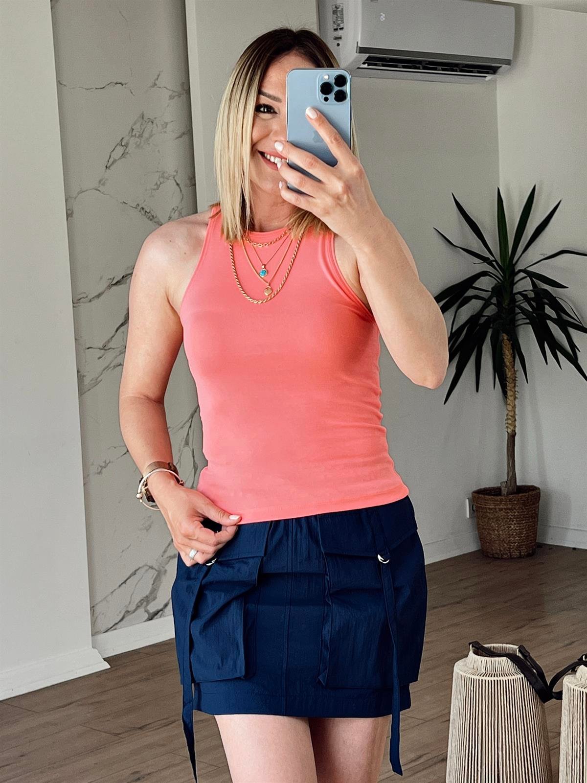 Halter Yaka Tshirt PEMBE