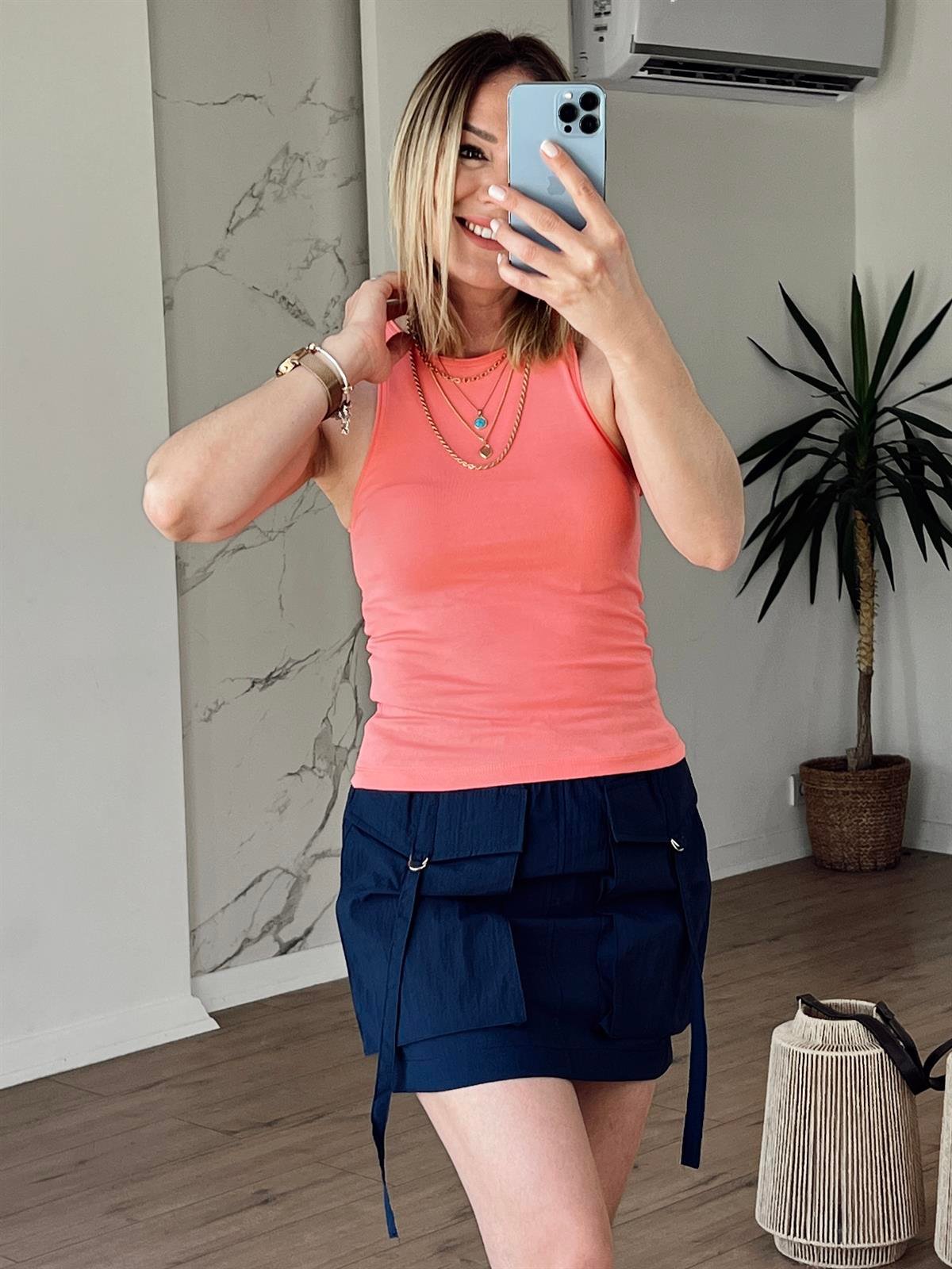 Halter Yaka Tshirt PEMBE