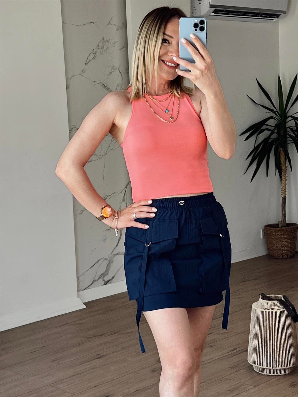 Halter Yaka Tshirt PEMBE