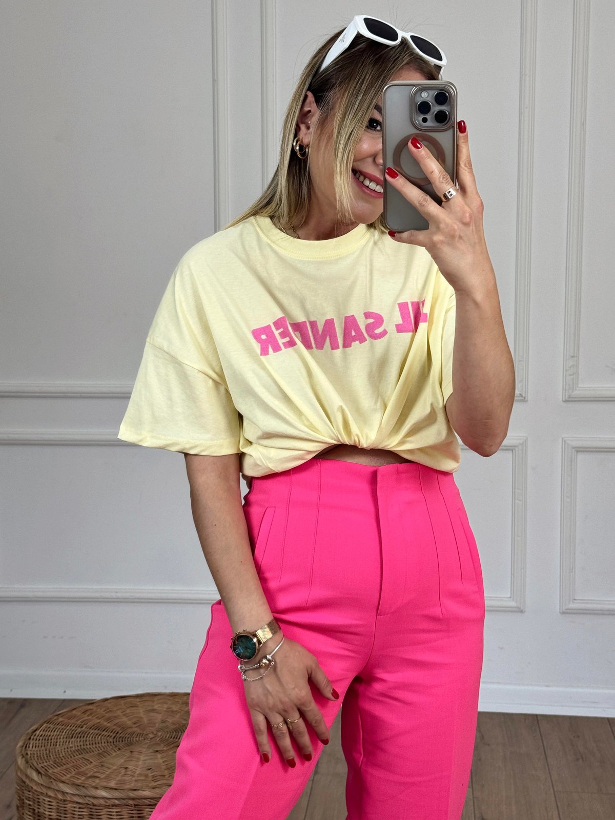 Jıl Sander Baskılı Basıc Tshirt SARI