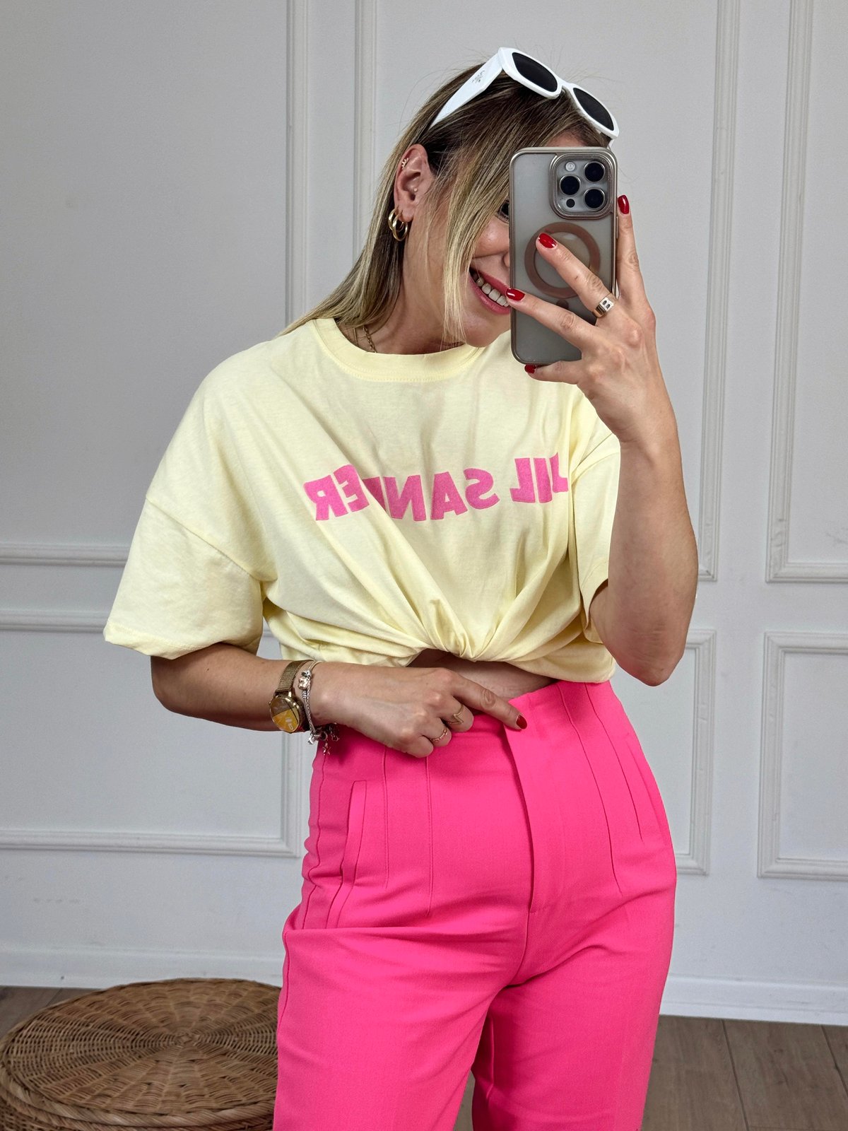 Jıl Sander Baskılı Basıc Tshirt SARI