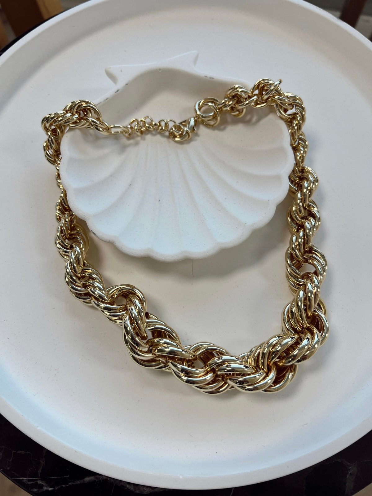 Kalın Burgulu Vintage Çelik Kolye GOLD