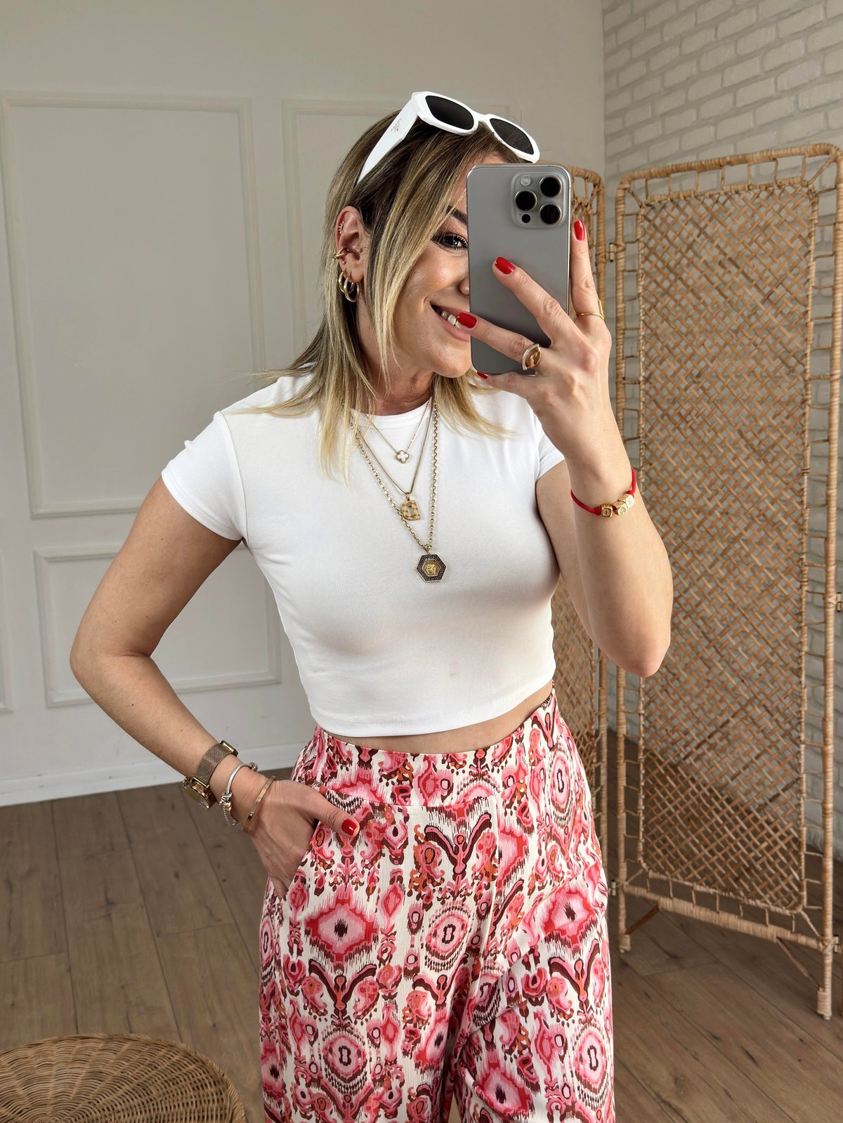 Kısa Kollu Crop BEYAZ