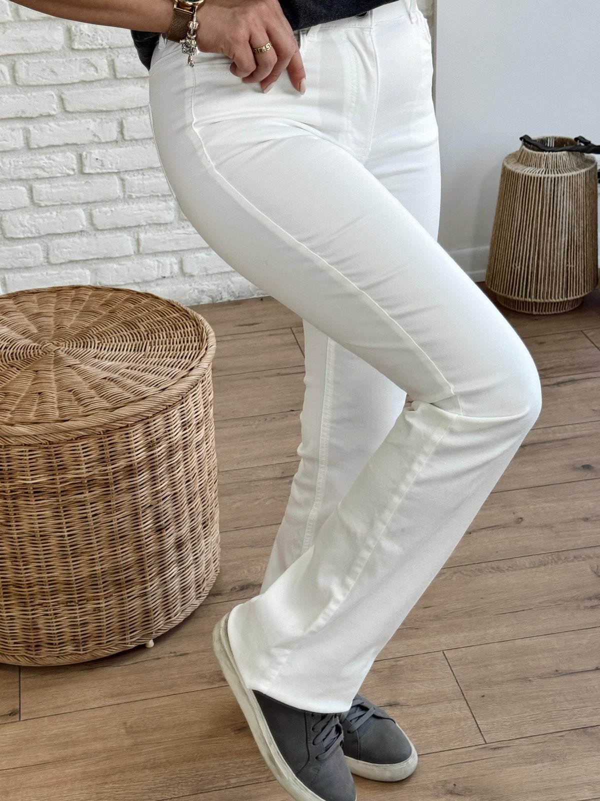 Likralı İspanyol Paça Pantolon BEYAZ