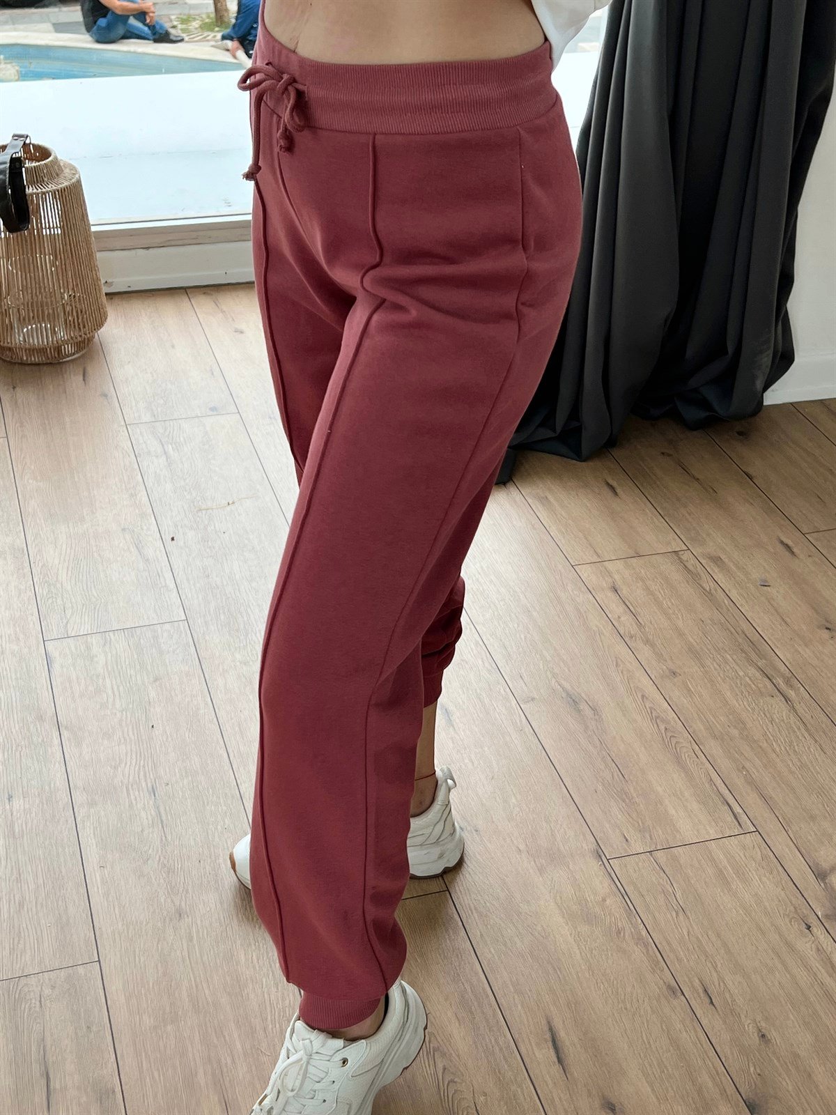 Önü Dikişli Eşofman Altı Bordo