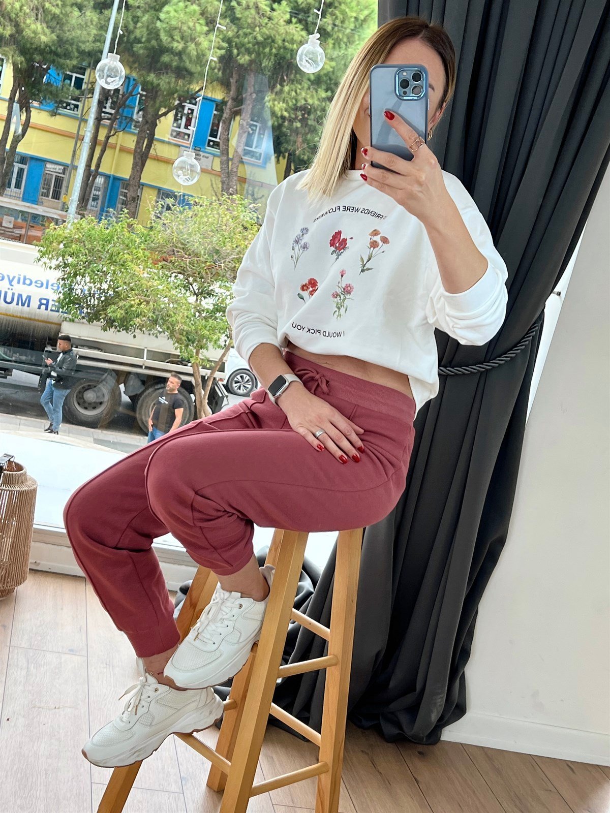 Önü Dikişli Eşofman Altı Bordo