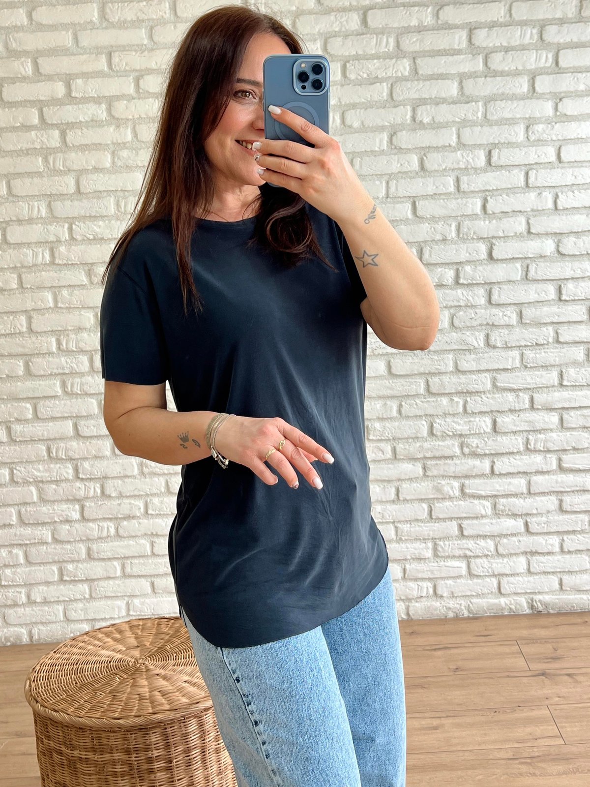 Oval Kesim Basic Tshirt ANTRASİT