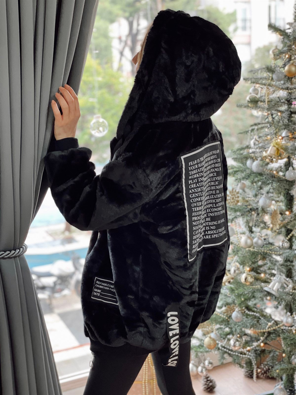 Peluş Mont Siyah