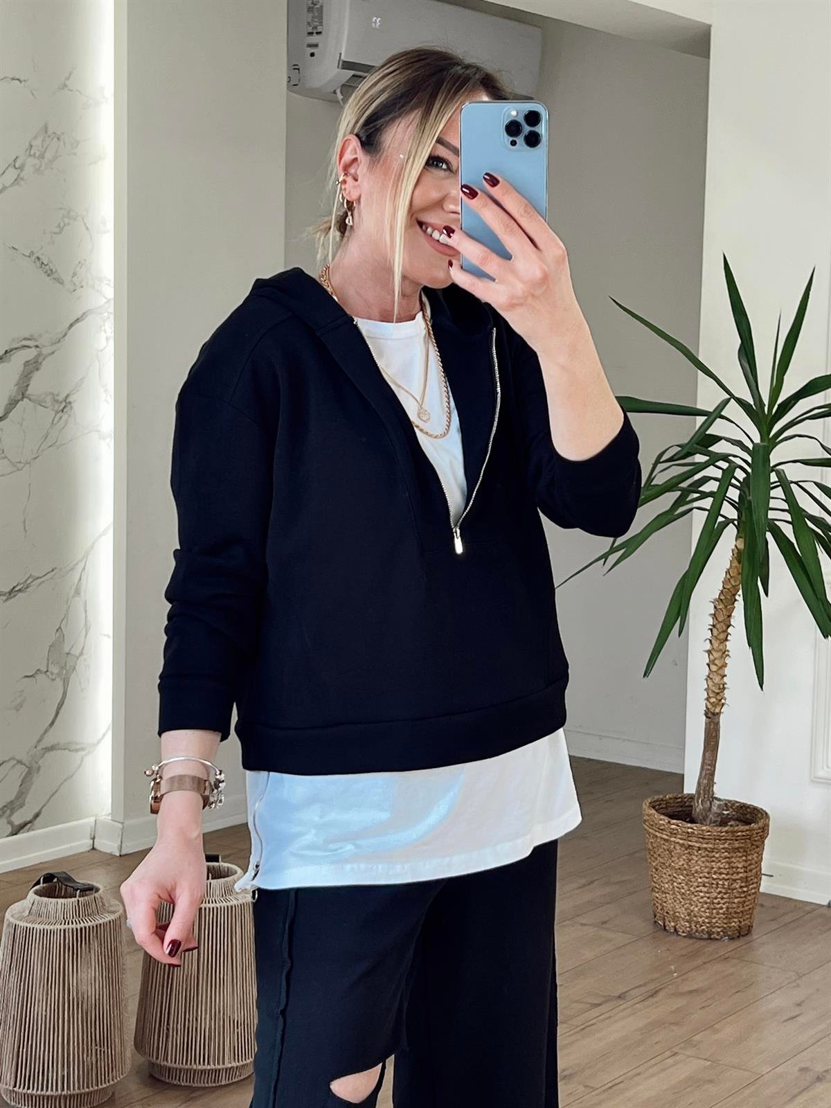 YUMUŞAK DOKULU SWEAT SİYAH