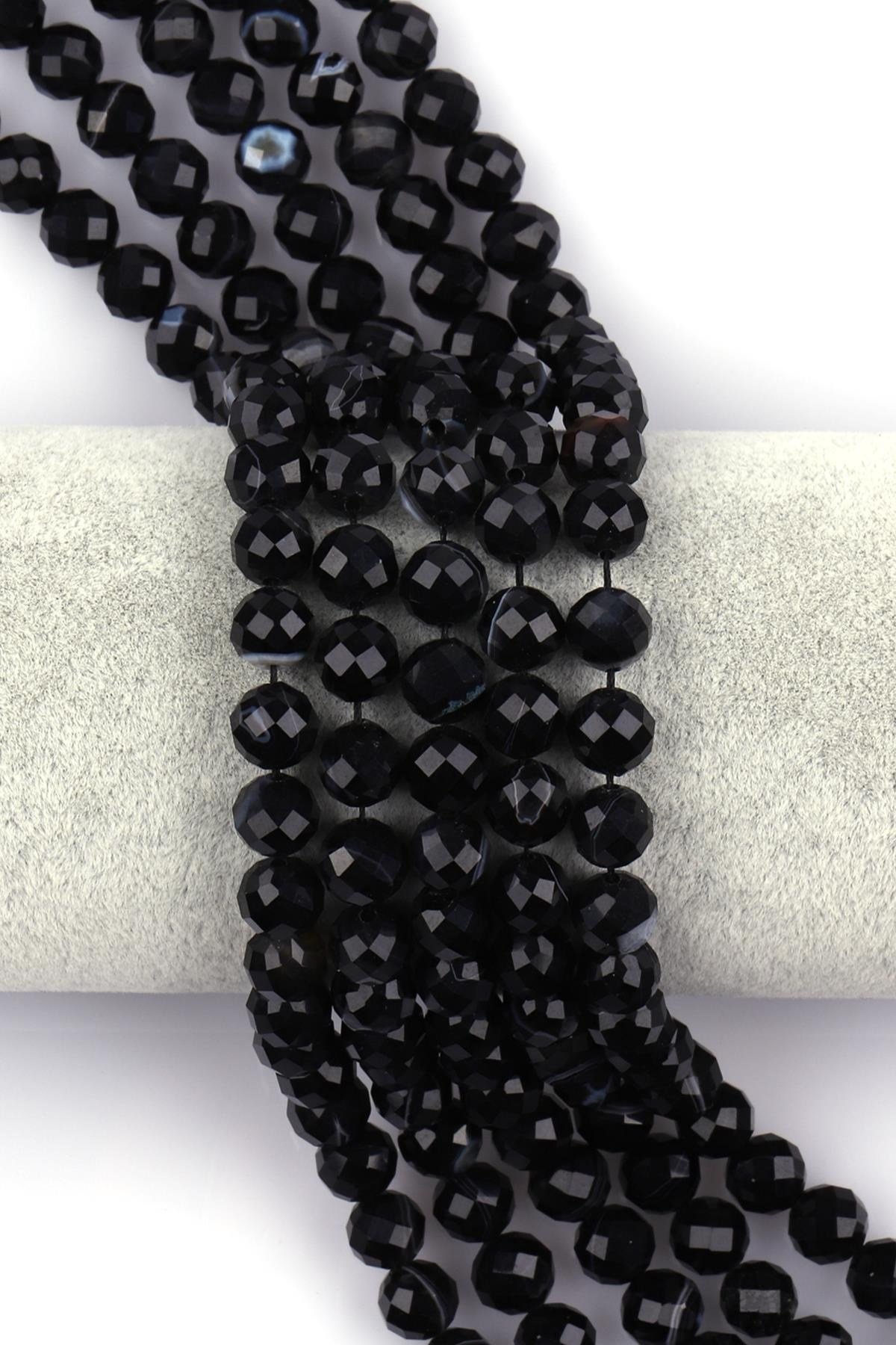 Akik ( A Kalite ) Doğal Taş Dizi 8 mm Fasetli Küre Kesim