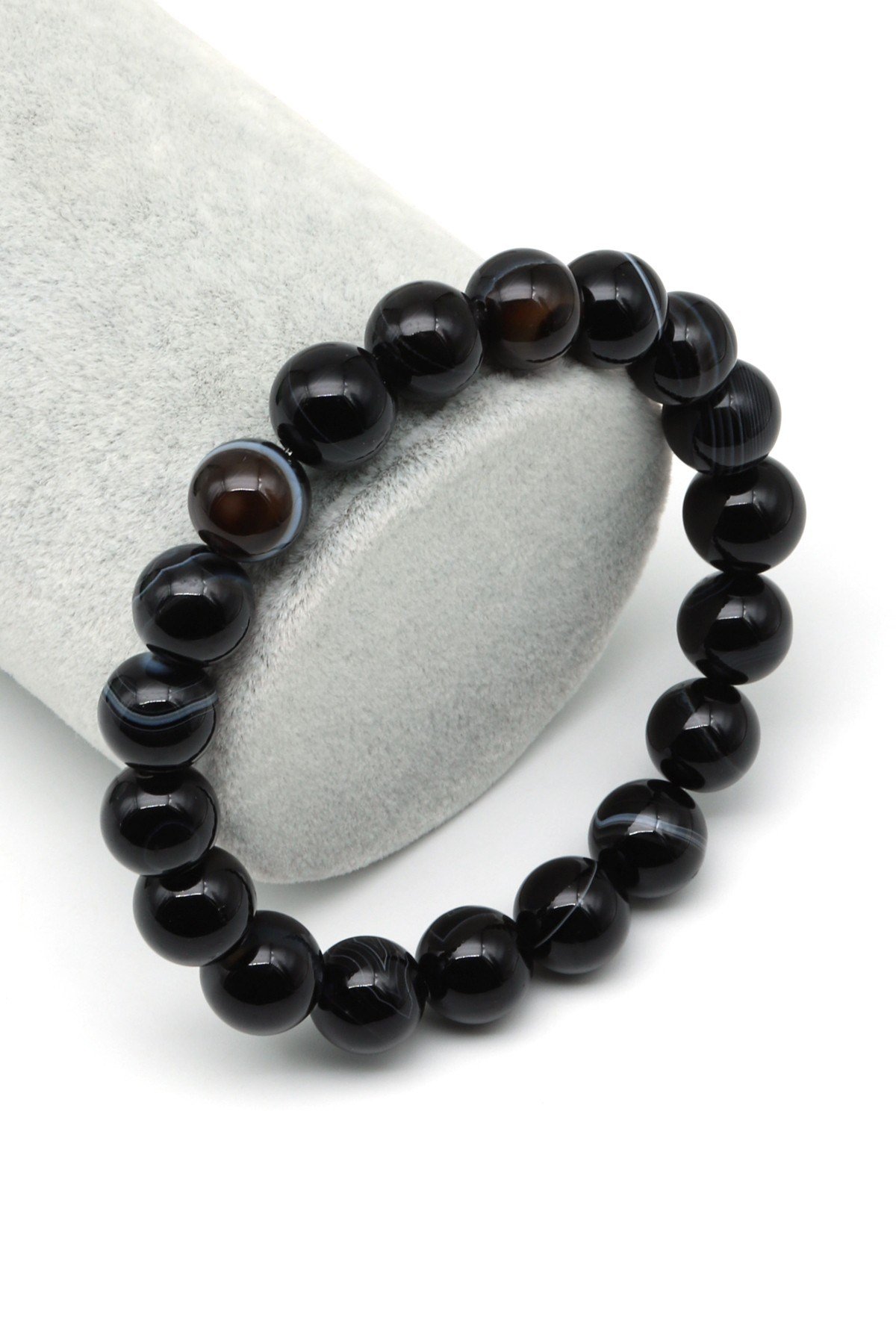 Akik Doğal Taş Bileklik 10 mm Küre Kesim - BLK-2522