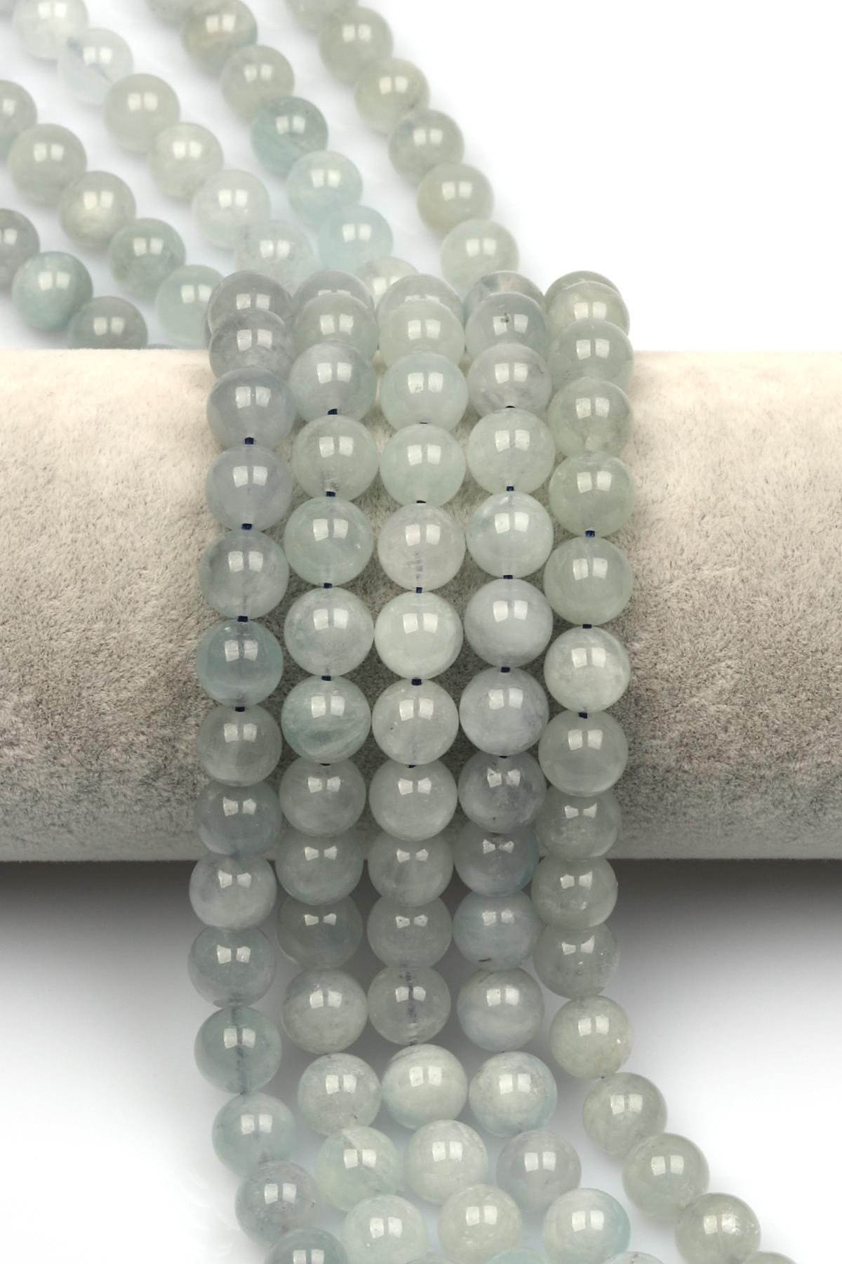 Akuamarin Doğal Taş Dizi 8 mm Küre Kesim