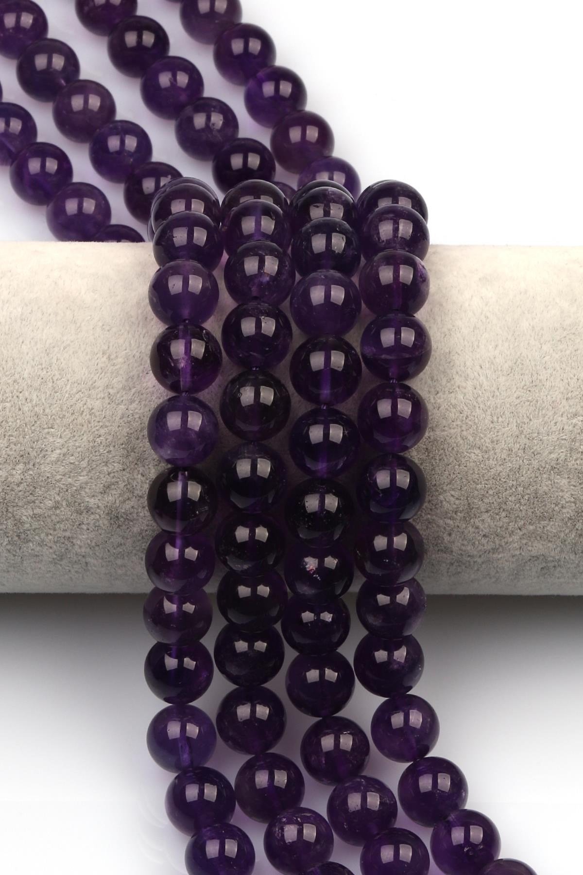 Ametist ( A Kalite ) Doğaltaş Dizi 10 mm Küre Kesim
