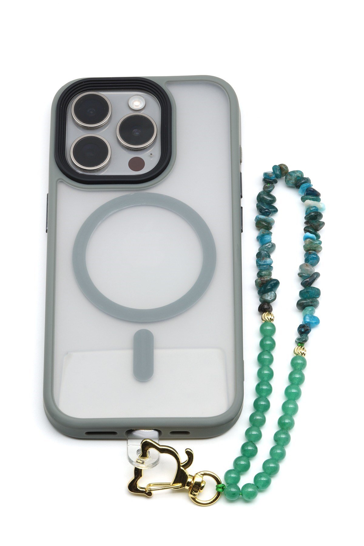Aventurin-Apatit Doğal Taş Telefon Askısı - ANH-0134